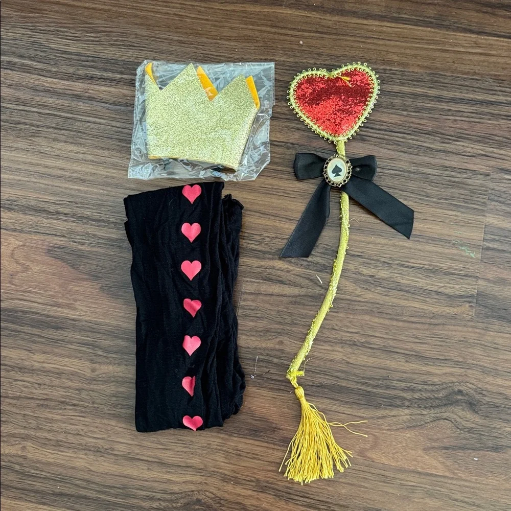 Queen of Hearts Teen XL 4 Piece Costume Dress Halloween Cosplay Disney Villain - Picture 3 of 10